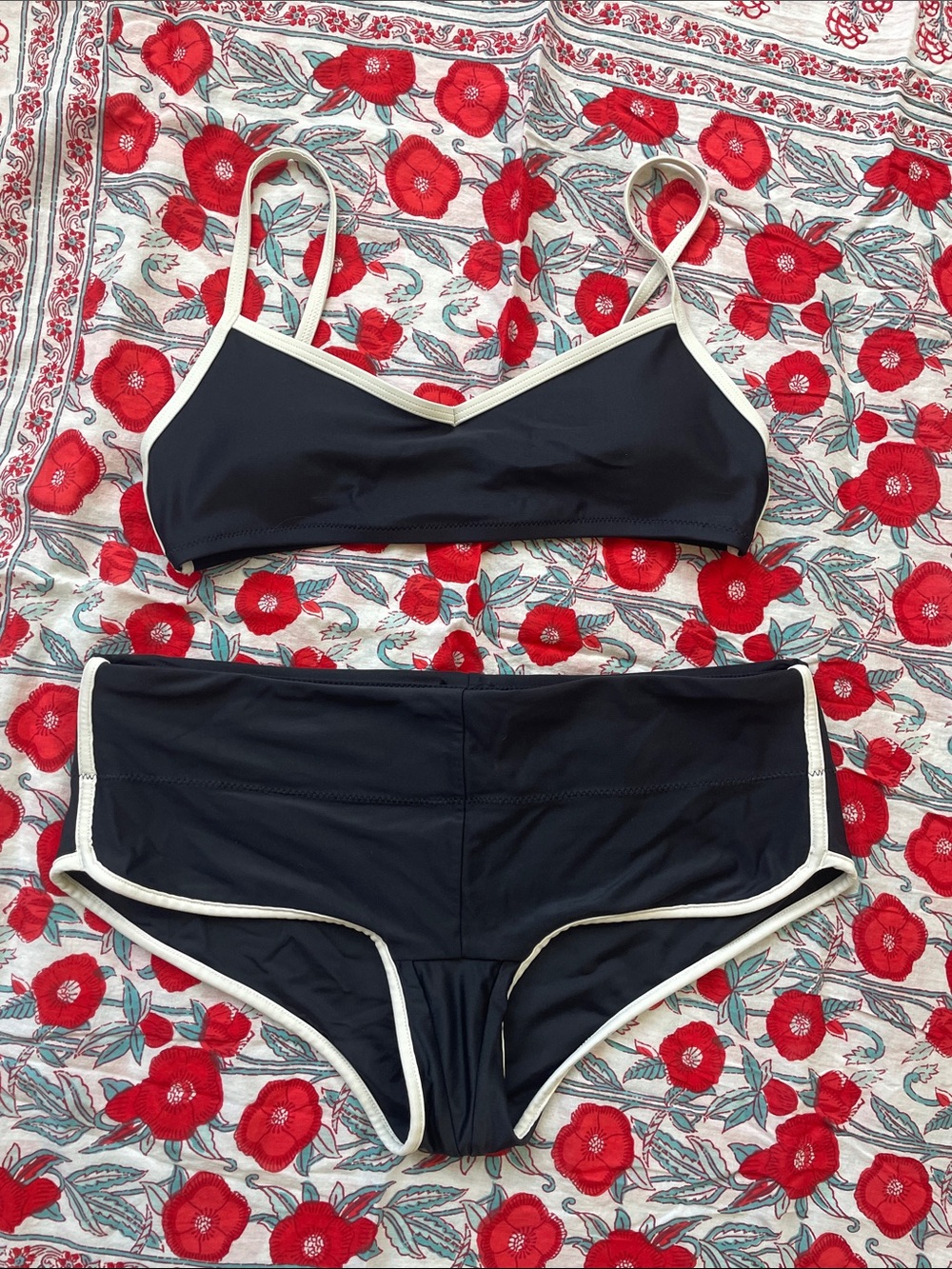 Prana Classic Black & Cream Contrast Bikini Set - XSmall and Medium